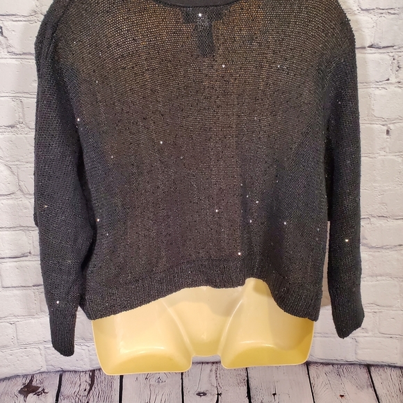 Lane Bryant Black Sequin Cropped Cardigan - Picture 6 of 8